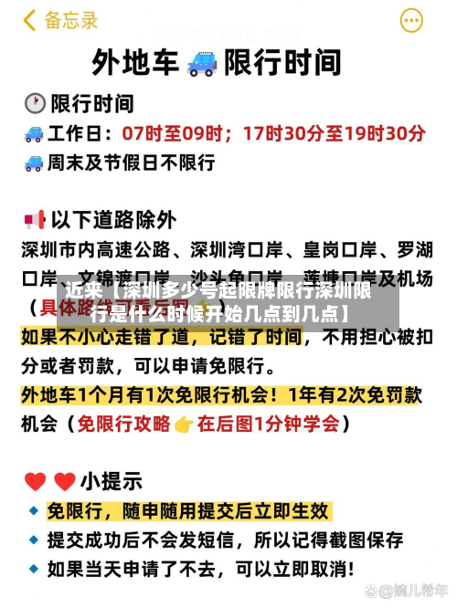 近来【深圳多少号起限牌限行深圳限行是什么时候开始几点到几点】