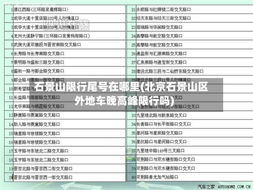 石景山限行尾号在哪里(北京石景山区外地车晚高峰限行吗)