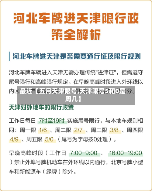 最近【五月天津限号,天津限号5和0是周几】