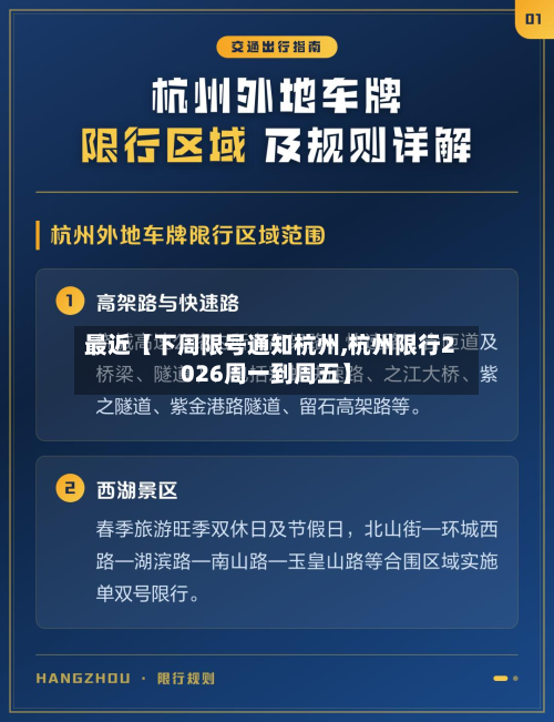 最近【下周限号通知杭州,杭州限行2026周一到周五】