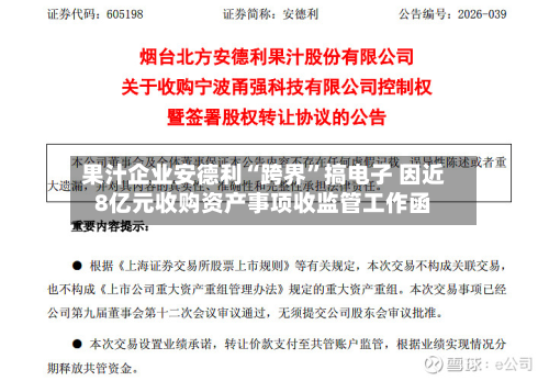 果汁企业安德利“跨界”搞电子 因近8亿元收购资产事项收监管工作函-第3张图片