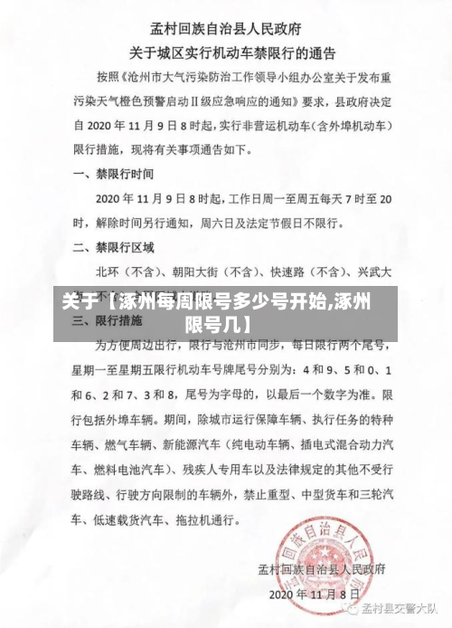 关于【涿州每周限号多少号开始,涿州限号几】
