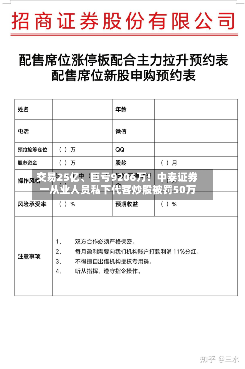 交易25亿	、巨亏9206万！中泰证券一从业人员私下代客炒股被罚50万-第2张图片