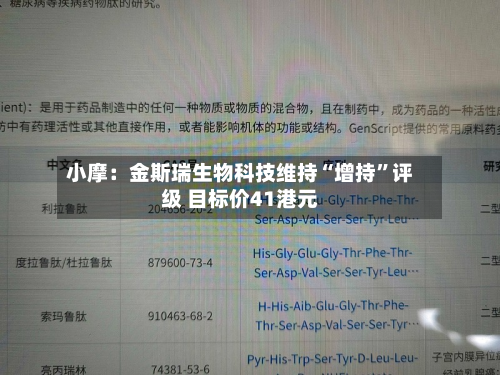 小摩：金斯瑞生物科技维持“增持	”评级 目标价41港元-第1张图片