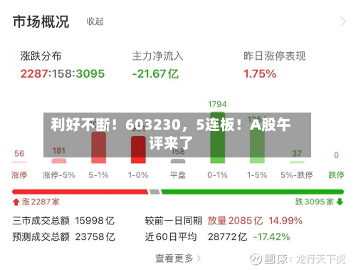 利好不断！603230，5连板！A股午评来了-第3张图片