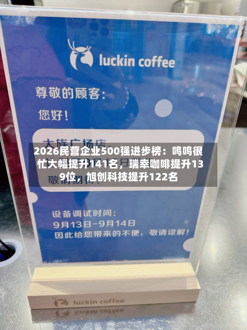 2026民营企业500强进步榜：鸣鸣很忙大幅提升141名，瑞幸咖啡提升139位，旭创科技提升122名-第3张图片