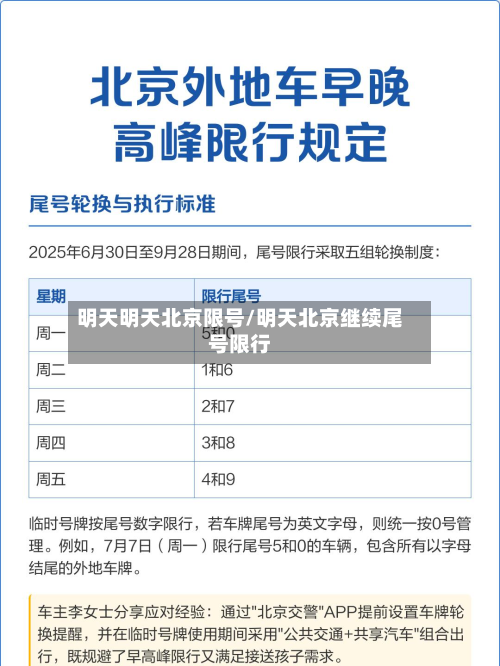 明天明天北京限号/明天北京继续尾号限行-第2张图片